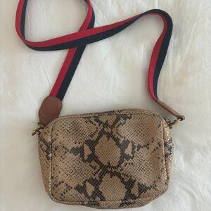 Clare V Midi Sac Snakeskin Embossed Leather Crossbody